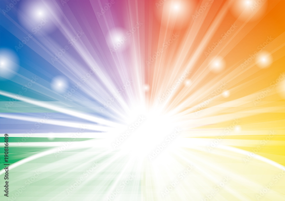 フレア 爆発のイメージ レインボー 放射線 集中線の背景 ビックバン 未来 光 イメージの背景画像 Stock イラスト Adobe Stock
