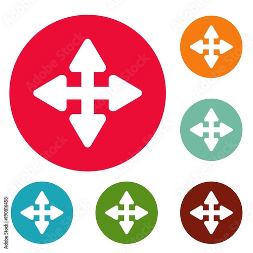Cursor displacement element icons circle set vector isolated on white background