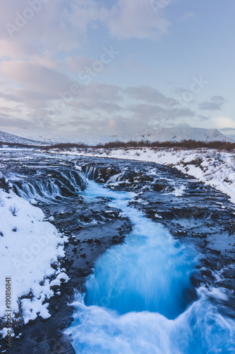 The blue Brúárfoss waterfall