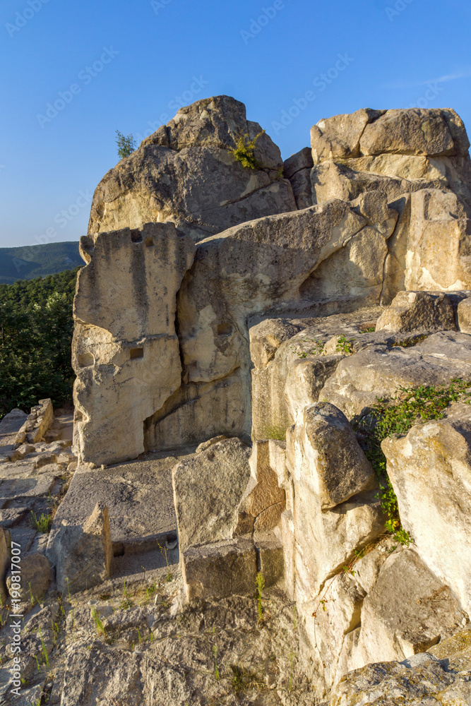 Sunrise view of The ancient Thracian city of Perperikon, Kardzhali Region, Bulgaria