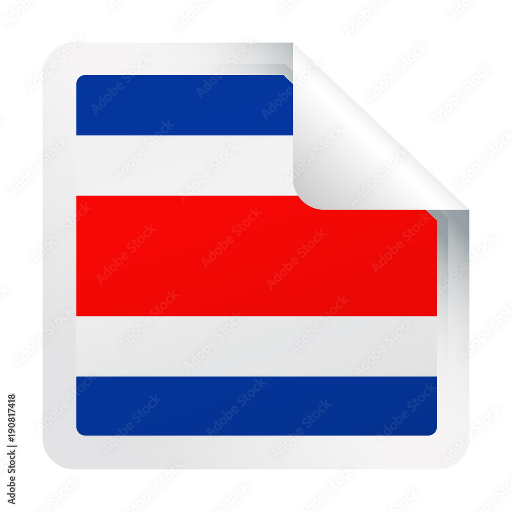 Costa Rica Flag Vector Square Corner Paper Icon Costa Rica Flag Vector Square Corner Paper Icon