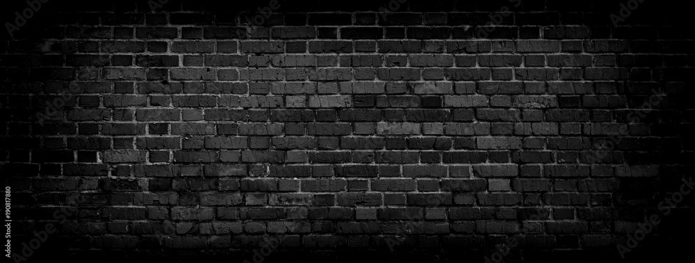 Black Old Brick wall panoramic background in high resolution Stock Photo |  Adobe Stock