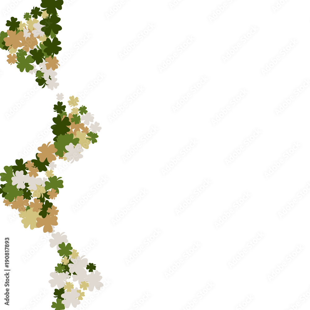 Vector Confetti Background Pattern. Element of design. Clover leaves on a white background