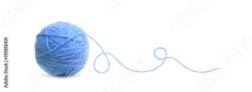 Vászonkép Blue ball of Threads wool yarn