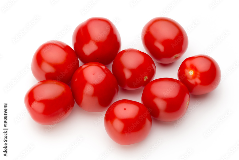 Plum tomatoes isolated on white background. Top view Plum tomatoes isolated on white background. Top view