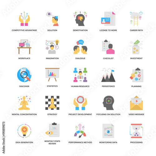 Project Management Flat Vector Icons Collection 
