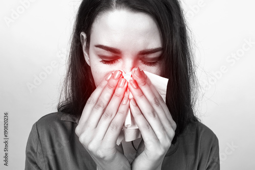 Принти на полотні Portrait of a pretty woman  having flu