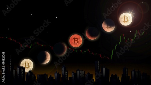 Wallpaper Mural Bitcoin lunar eclipse, 3D Illustration concept. Torontodigital.ca