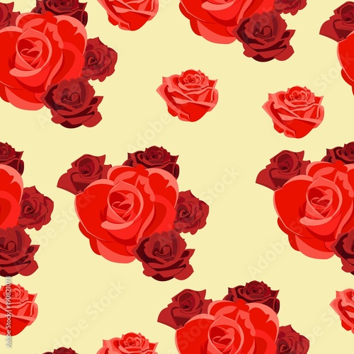red roses on a yellow background  seamless pattern