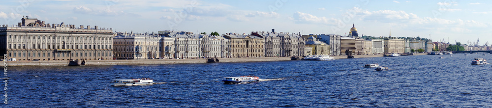 Panorama of St. Petersburg with views of the Palace embankment