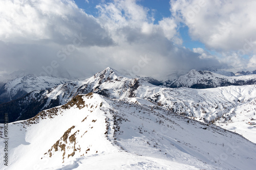 Winter landscape in Dolomites mountain