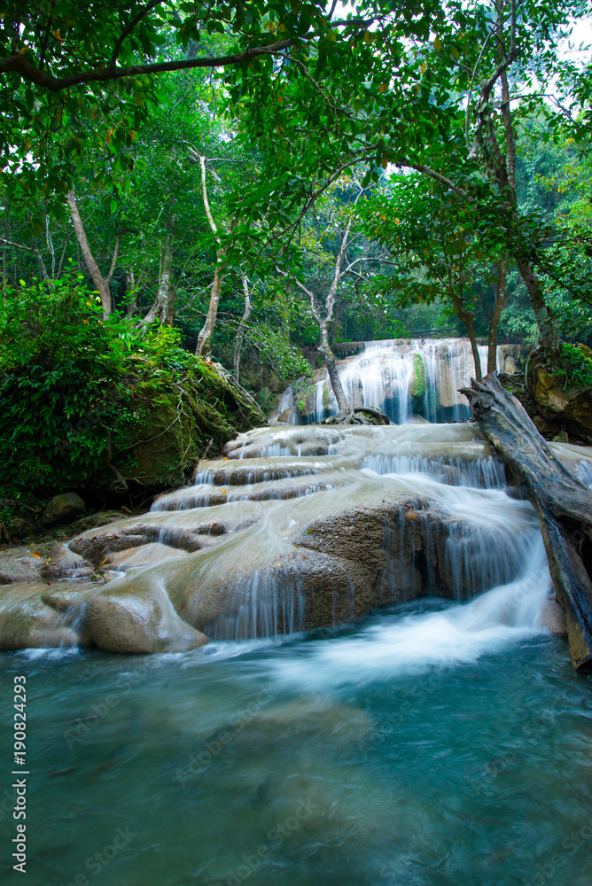 Naklejka premium Erawan waterfall in Thailand National Park