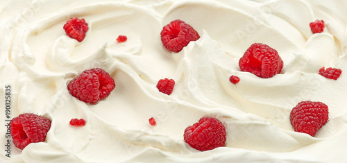 whipped cream with raspberries