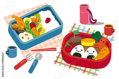 子供のお弁当のイラスト（ベクター）ホワイトバックグラウンド版