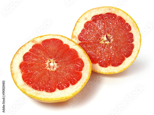 Macro photo of grapefruit citrus fruit isolated on white background