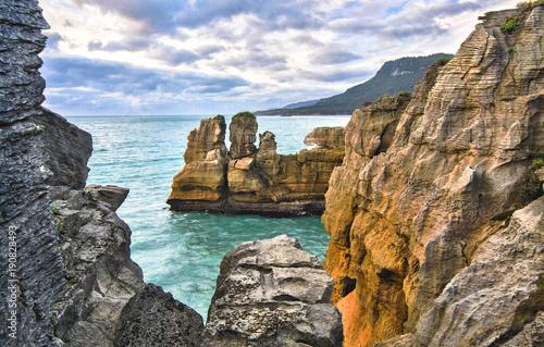 Pancake Rocks near Hokitika on New Zealand's south island.