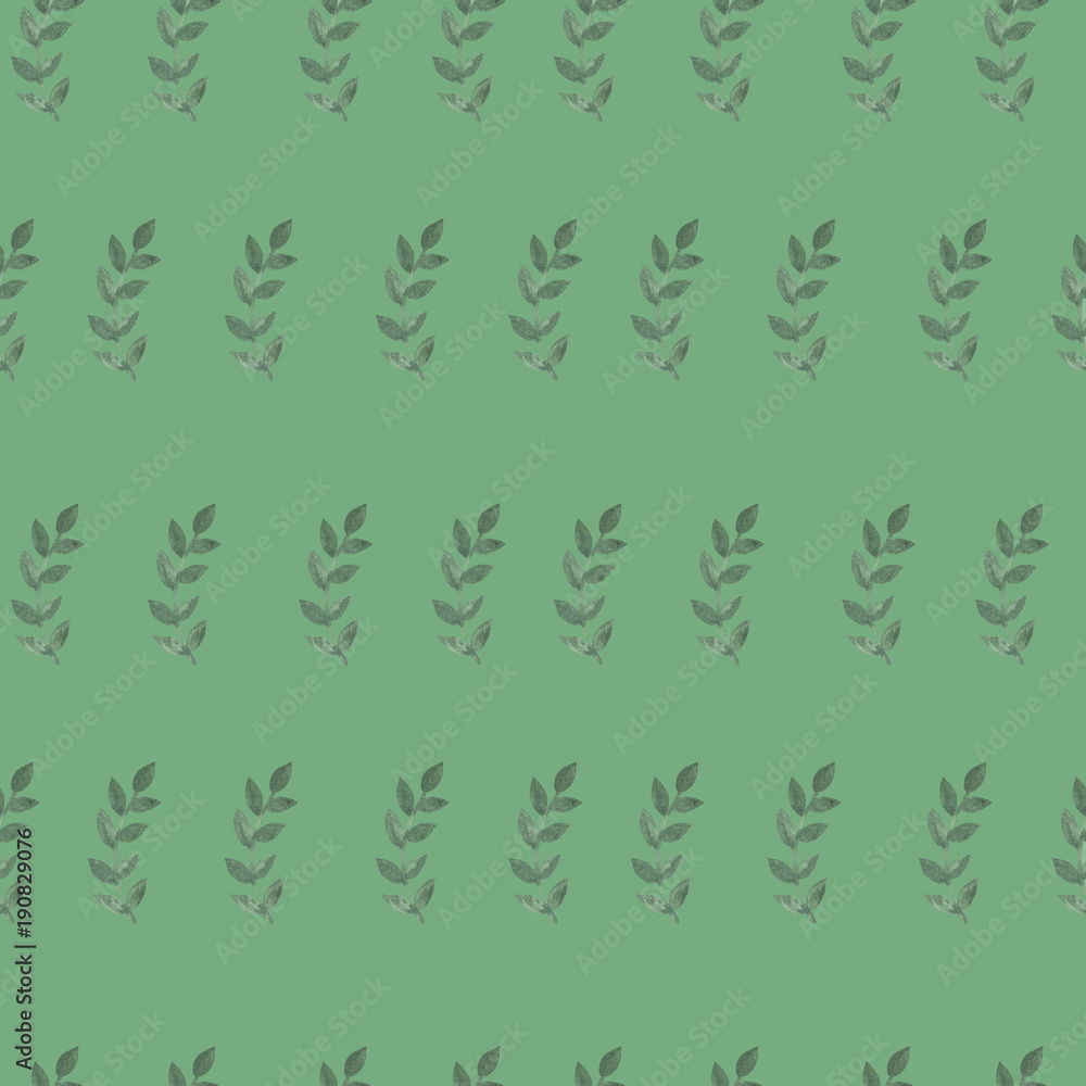 Hand paint watercolor seamless pattern with brunch of leaf