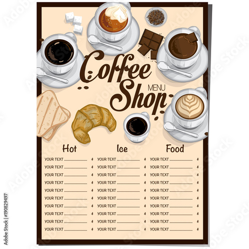 menu coffee restaurant template design hand drawing graphic