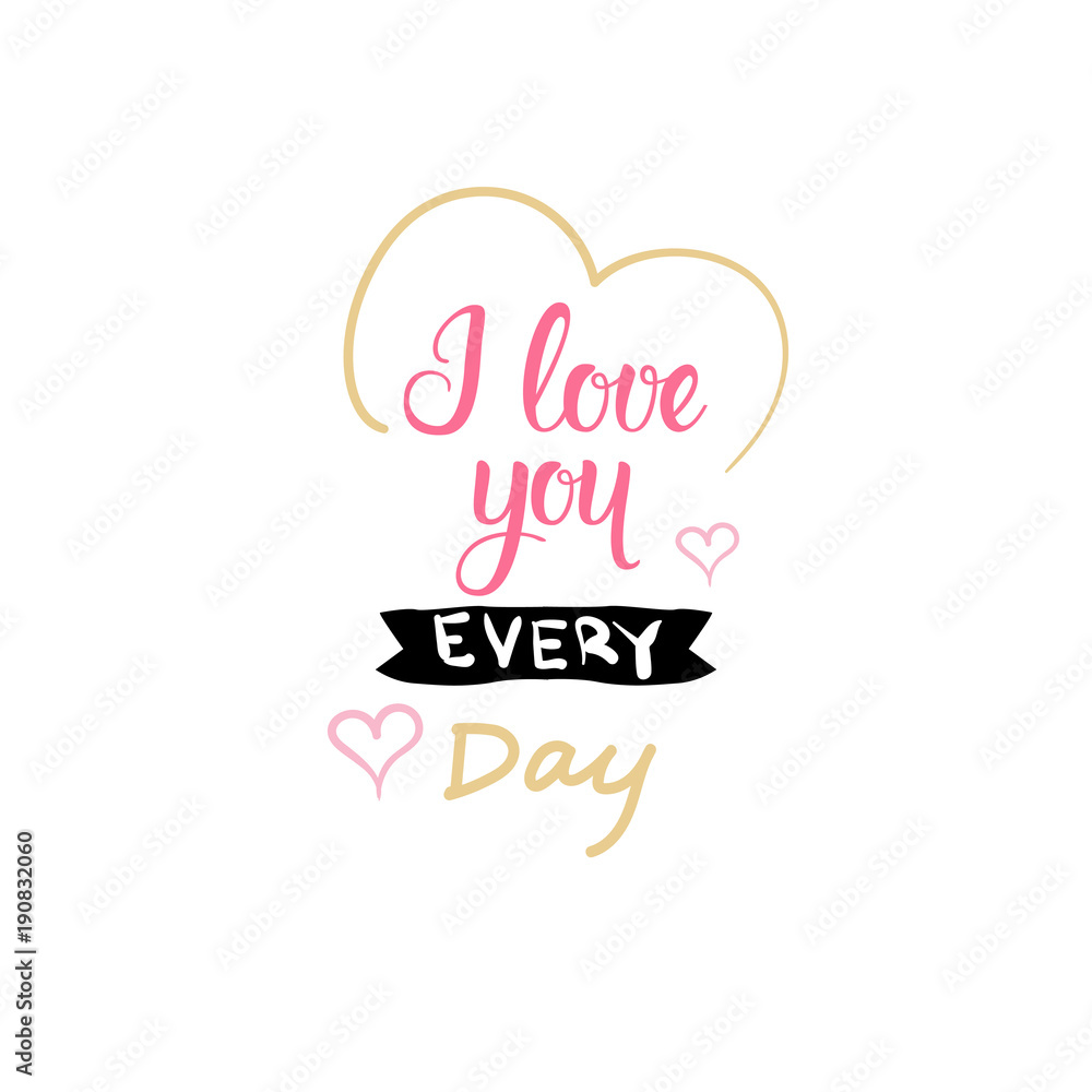 Love Card Element With Hand Drawn Lettering Valentine Day Label Design Vector Illustration