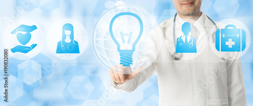 Medical Innovation Concept - Doctor with Lamp Icon photo