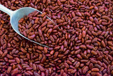 Close up Red beans with spoon background,azuki red bean
