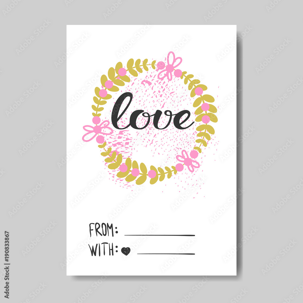 Cute Valentine Day Greeting Card Doodle Design Hand Drawn Love Postcard Vector Illustration