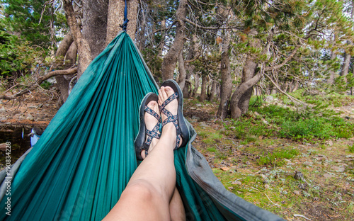 Girl Wearing Sandals in a Hammock