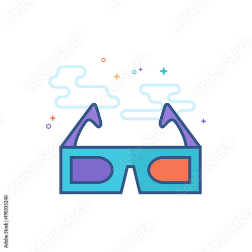 3D glasses icon in outlined flat color style. Vector illustration.