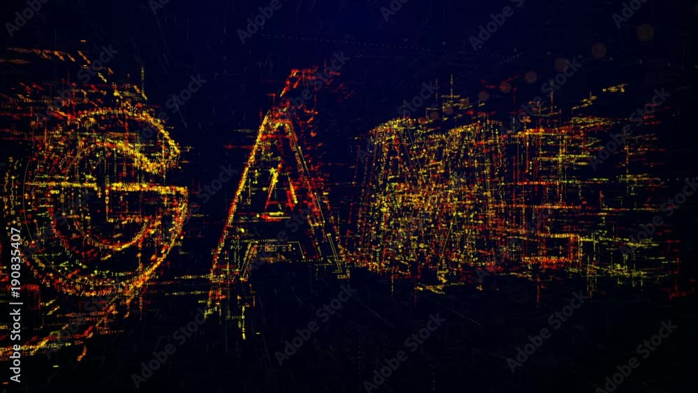 word Game. Beginning of the transmission or the show. Tech header made up of small numbers and symbols