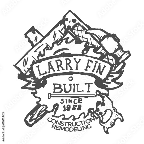 Construction Company Label and Badges. Vector