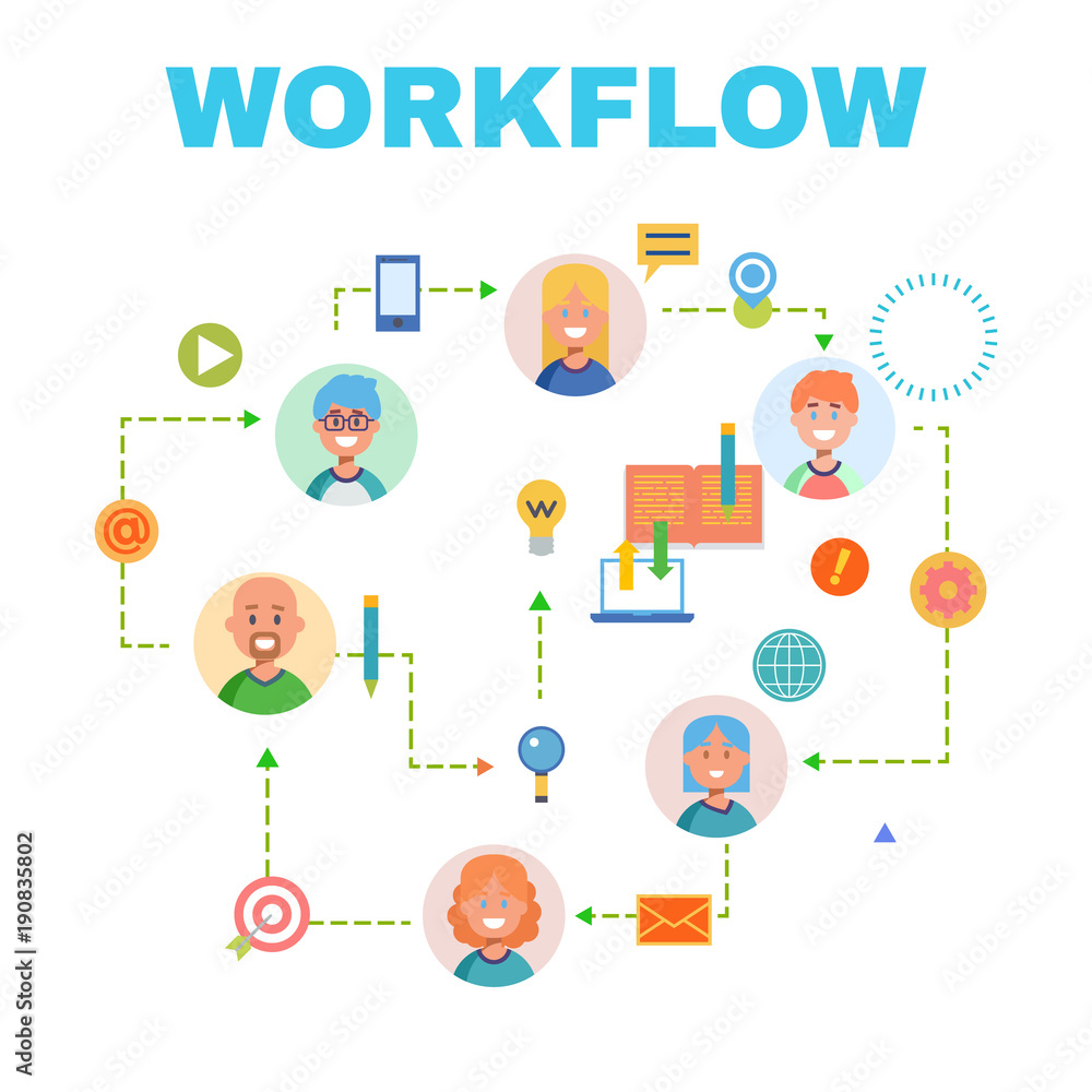 Flat design banner for workflow web page, business process, project management, teamwork, organization. Vector Flat design banner for workflow web page, business process, project management, teamwork, organization. Vector