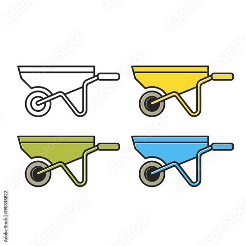 isolated wheel barrow vector cartoon