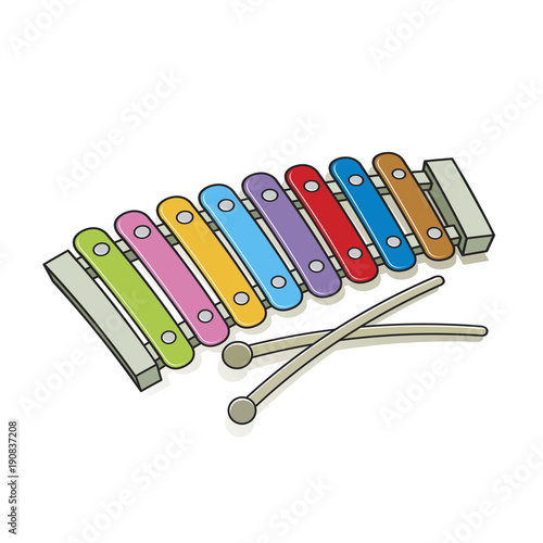 colorful xylophone with sticks vector cartoon