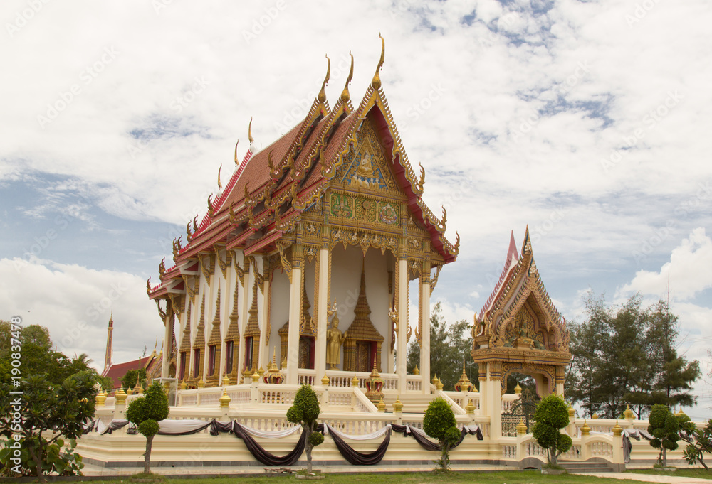 Beautiful Thai temple  on sky background.