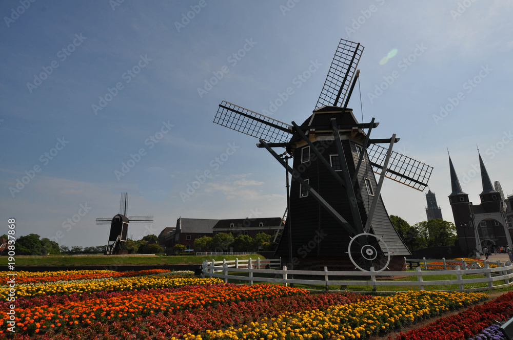 Dutch style wind mills the symbol of Netherlands