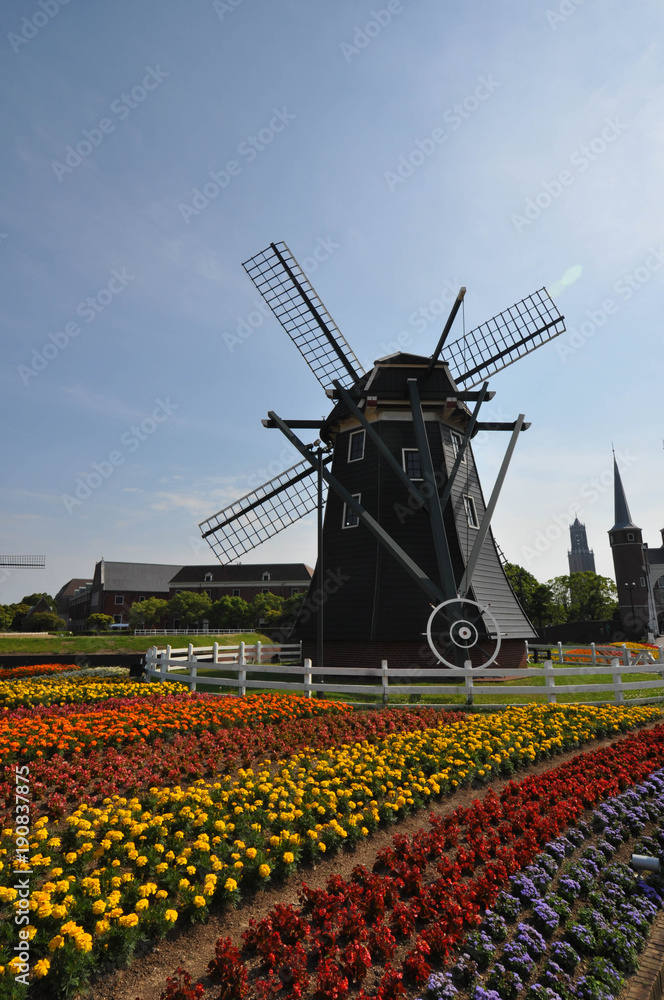 Dutch style wind mills the symbol of Netherlands