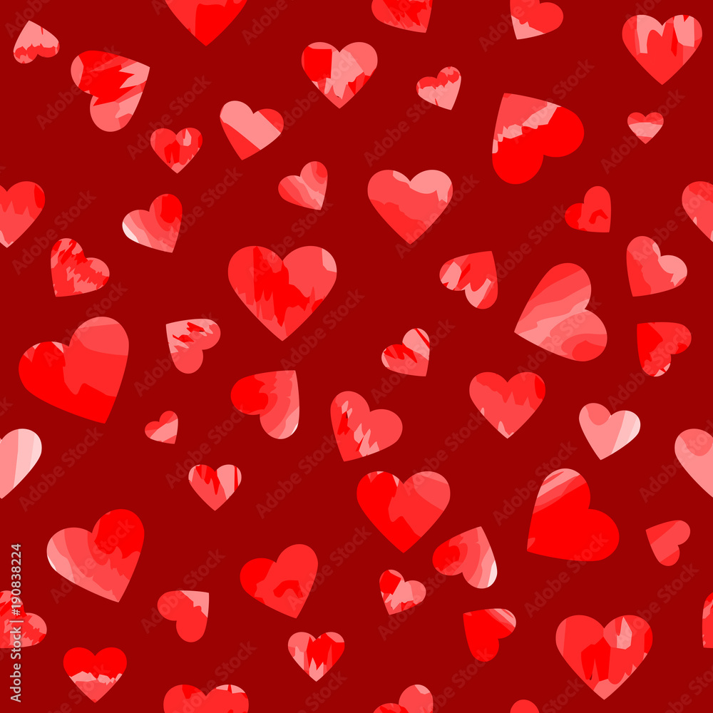 watercolor hearts. vector seamless pattern. valentines background
