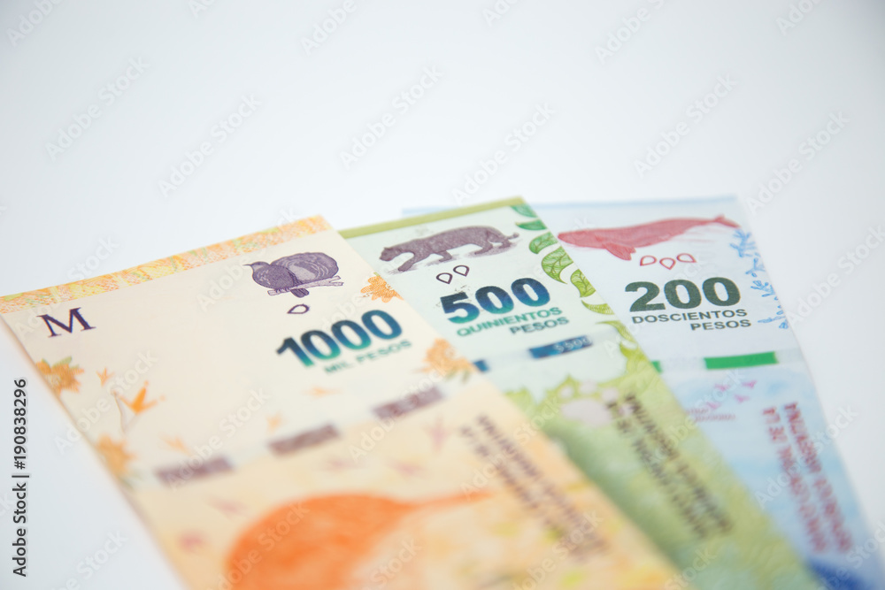 argentine money with white background argentine money with white background