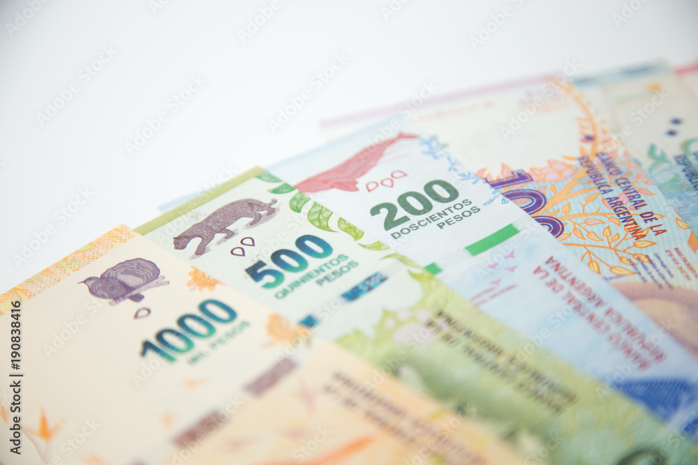 argentine money with white background