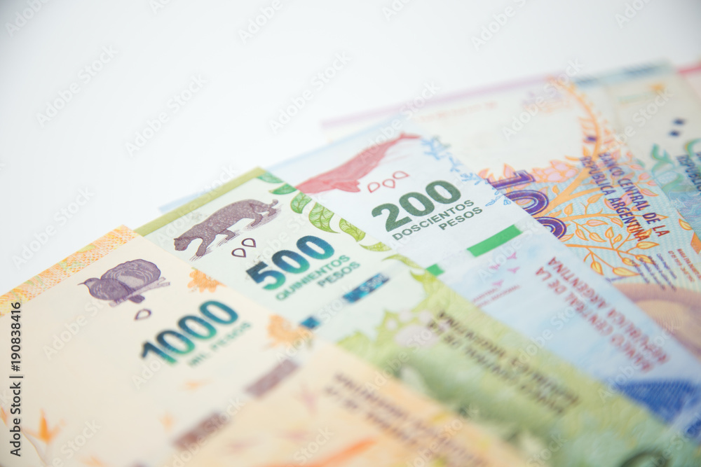 argentine money with white background argentine money with white background