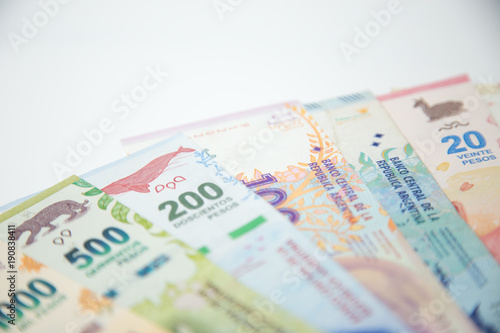 argentine money with white background