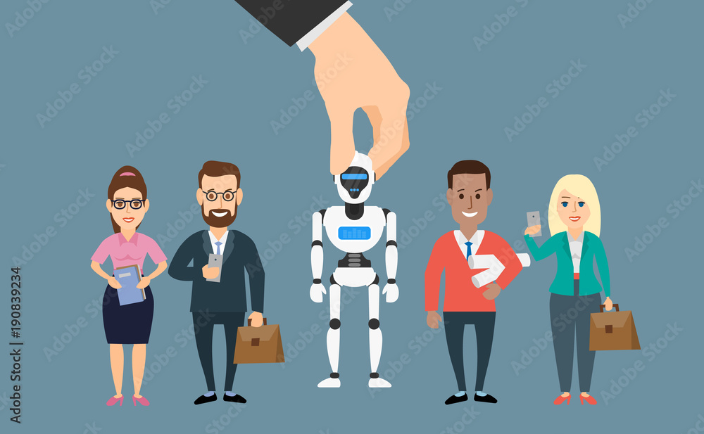 human hand picking robot android of business people recruitment vector de  Stock | Adobe Stock