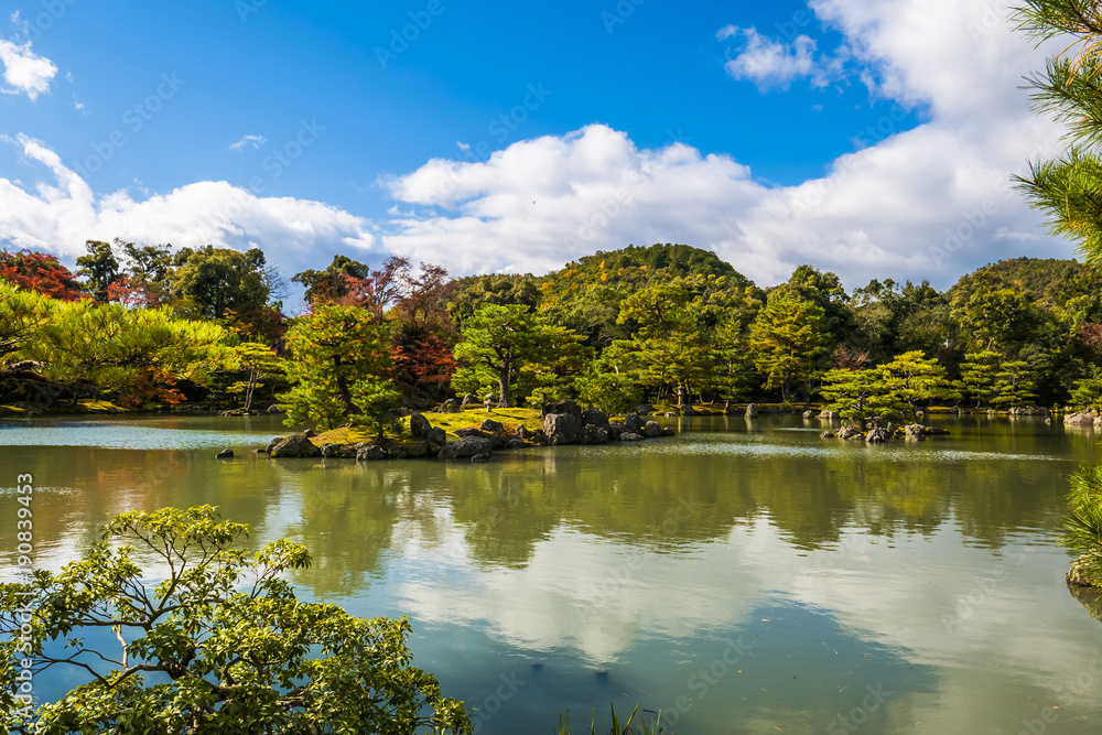 Japanese zen garden, Autumn lake