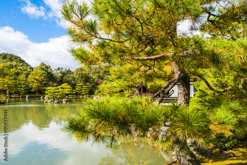 Japanese zen garden, Autumn lake photo