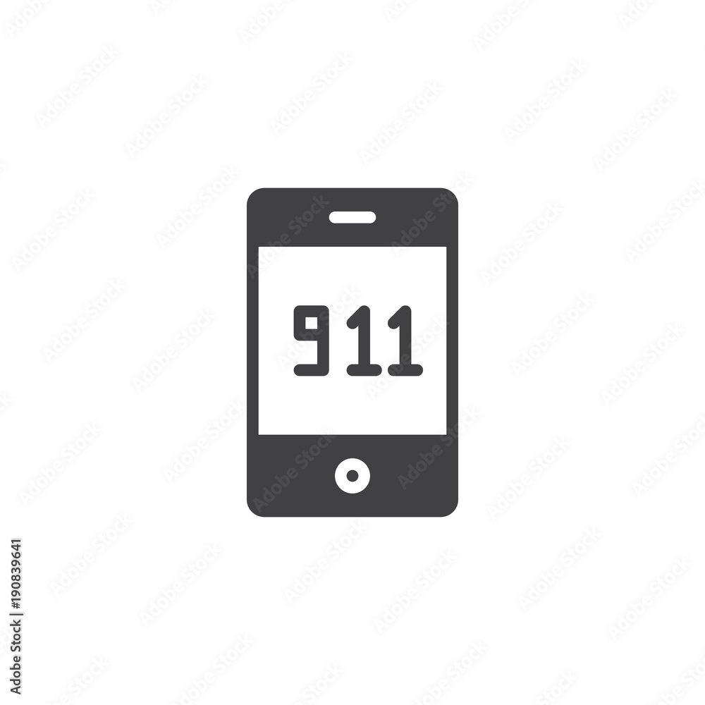 Emergency call 911 icon vector, filled flat sign, solid pictogram isolated on white. Mobile phone with 911 symbol, logo illustration. Emergency call 911 icon vector, filled flat sign, solid pictogram isolated on white. Mobile phone with 911 symbol, logo illustration.