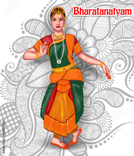 illustration of Indian bharatnatyam dance form