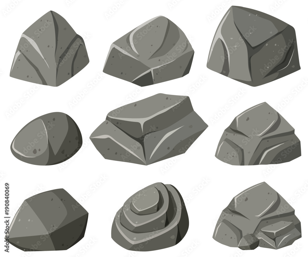 Naklejka premium Different patterns of gray rocks