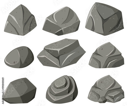 Different patterns of gray rocks photo