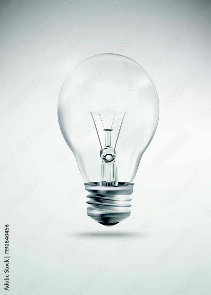 Light bulb idea illustration, realistic incandescent light bulb, burning light bulb Light bulb idea illustration, realistic incandescent light bulb, burning light bulb