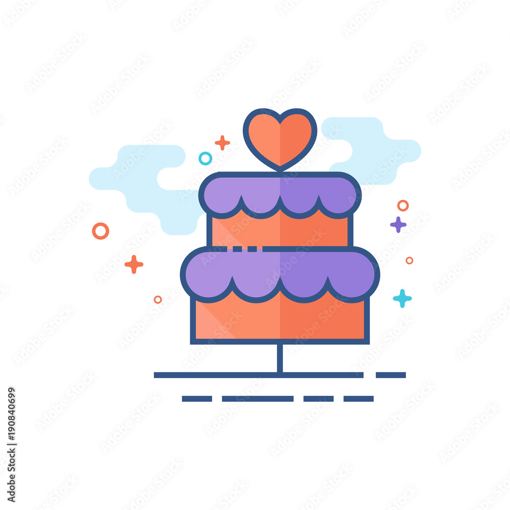Wedding cake icon in outlined flat color style. Vector illustration. Wedding cake icon in outlined flat color style. Vector illustration.